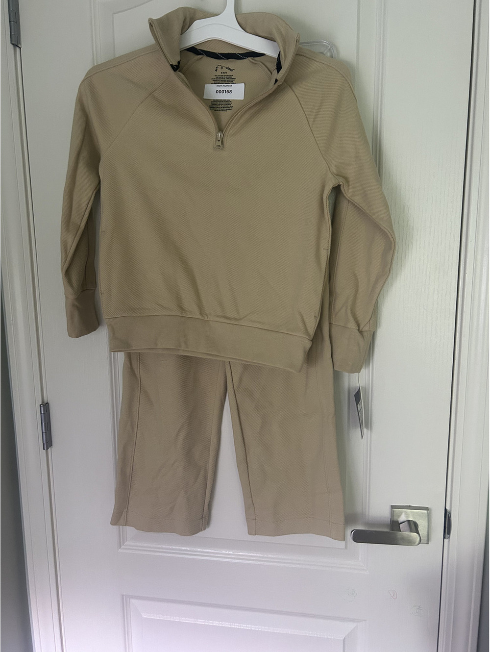 Beige Two‑Piece Set (Quarter‑Zip Top & Reinforced‑Knee Pants) 0167